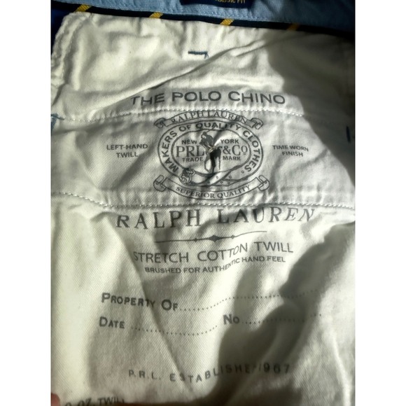 Polo Ralph Lauren Mens Blue Stretch Classic Fit Chino Shorts Size 36 Pony Logo - Picture 4 of 4